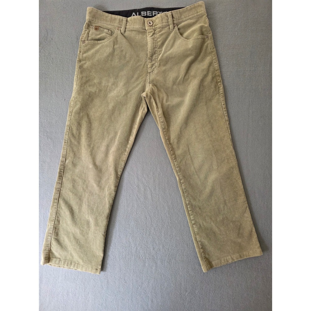 Alberto Stone Stretch Corduroy Pants Mens 36 Tan Khaki Fine Wale Trousers